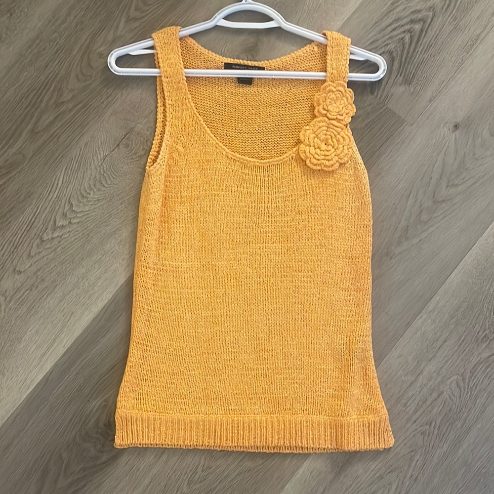 August Silk Top, Knitted, round-neck  sleeveless tank, Size Small